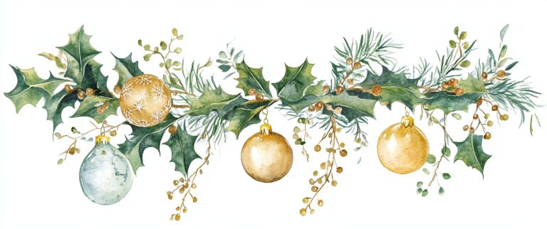 Watercolor Christmas Garland Ornaments