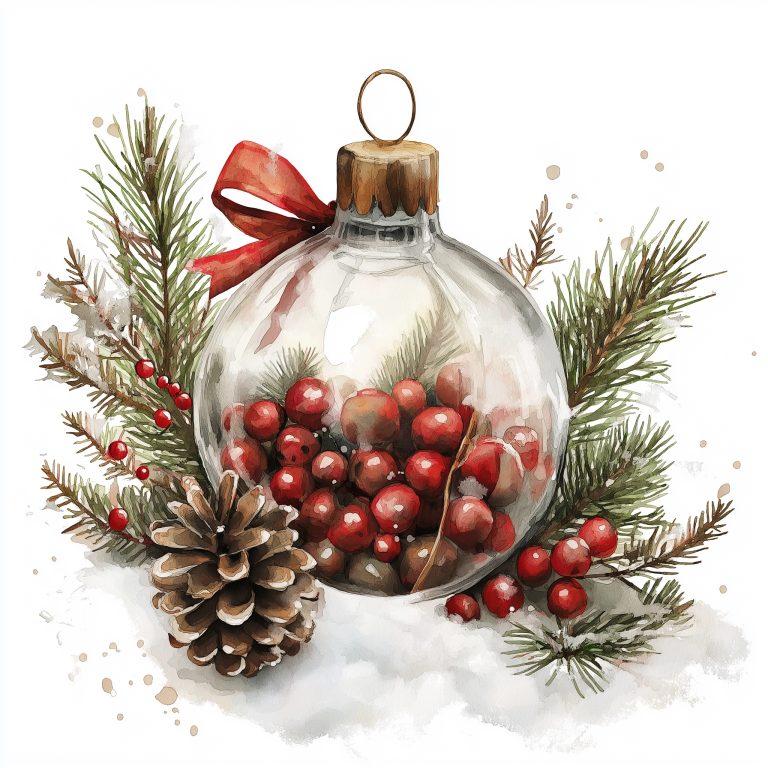 Watercolor Christmas Glass Ornaments