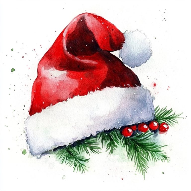 Watercolor Christmas Hat Accessory