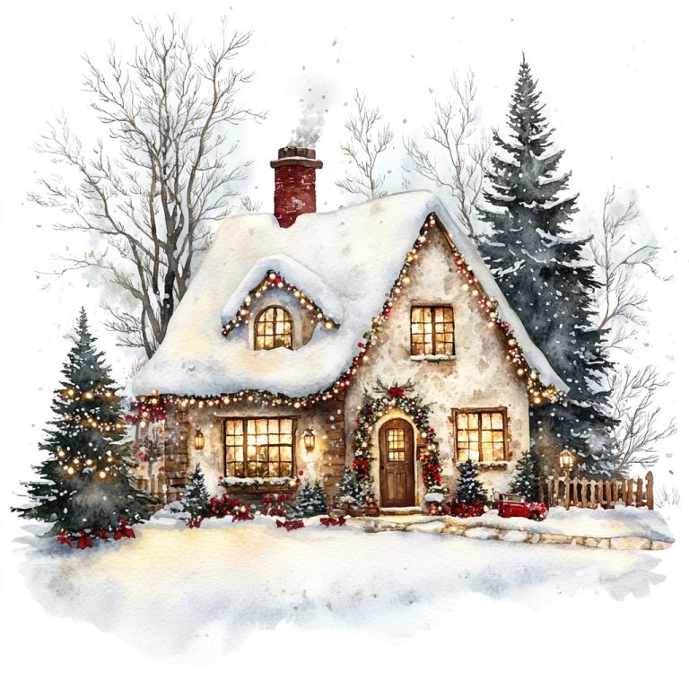 Watercolor Christmas House Decor