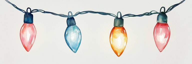 Watercolor Christmas Lights Illustration