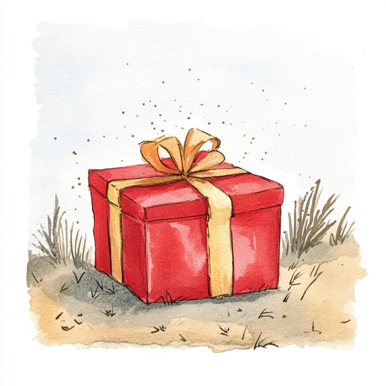 Watercolor Christmas Present