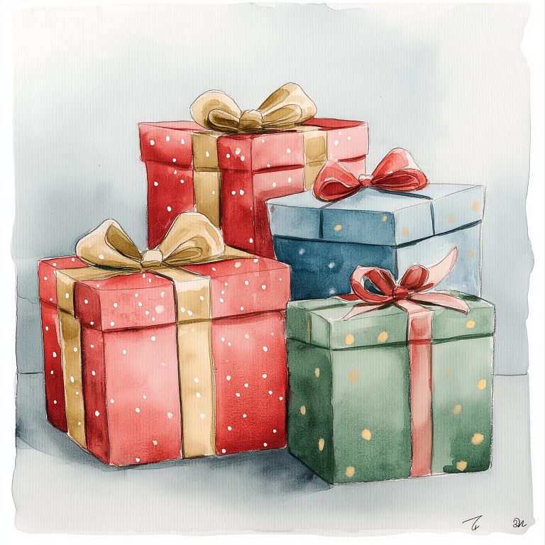 Watercolor Christmas Presents