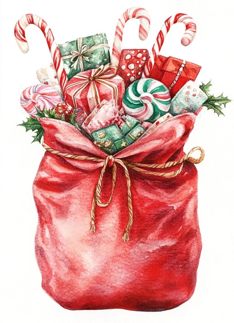 Watercolor Christmas Sack