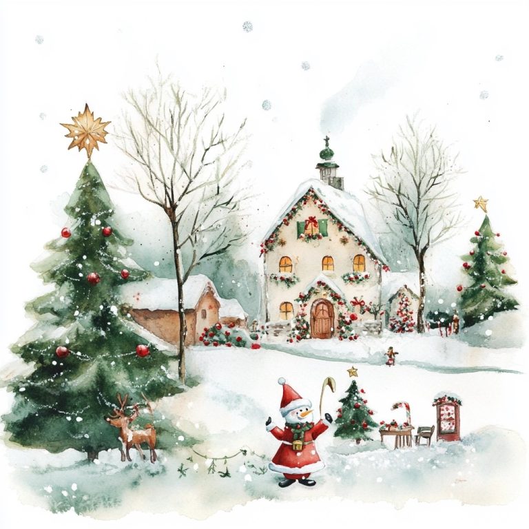 Watercolor Christmas Scenery