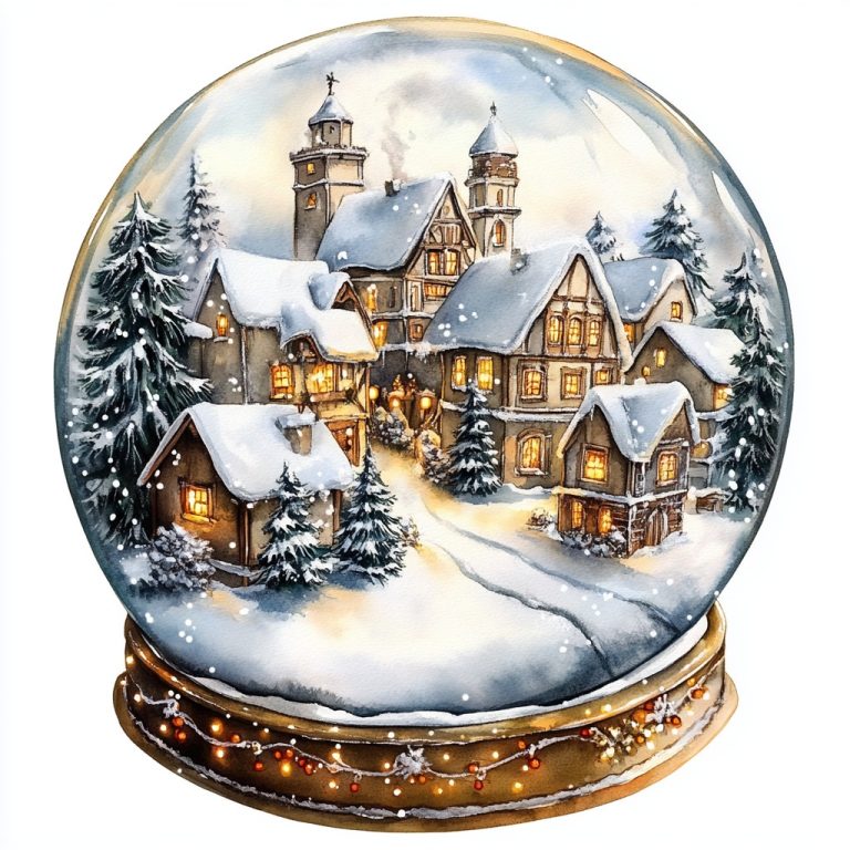 Watercolor Christmas Snow Globe