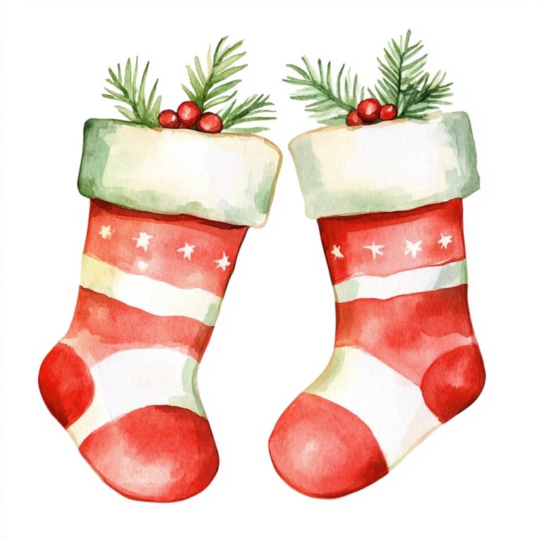 Watercolor Christmas Sock Clipart