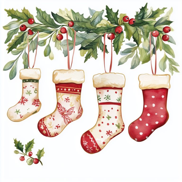 Watercolor Christmas Stocking Decor