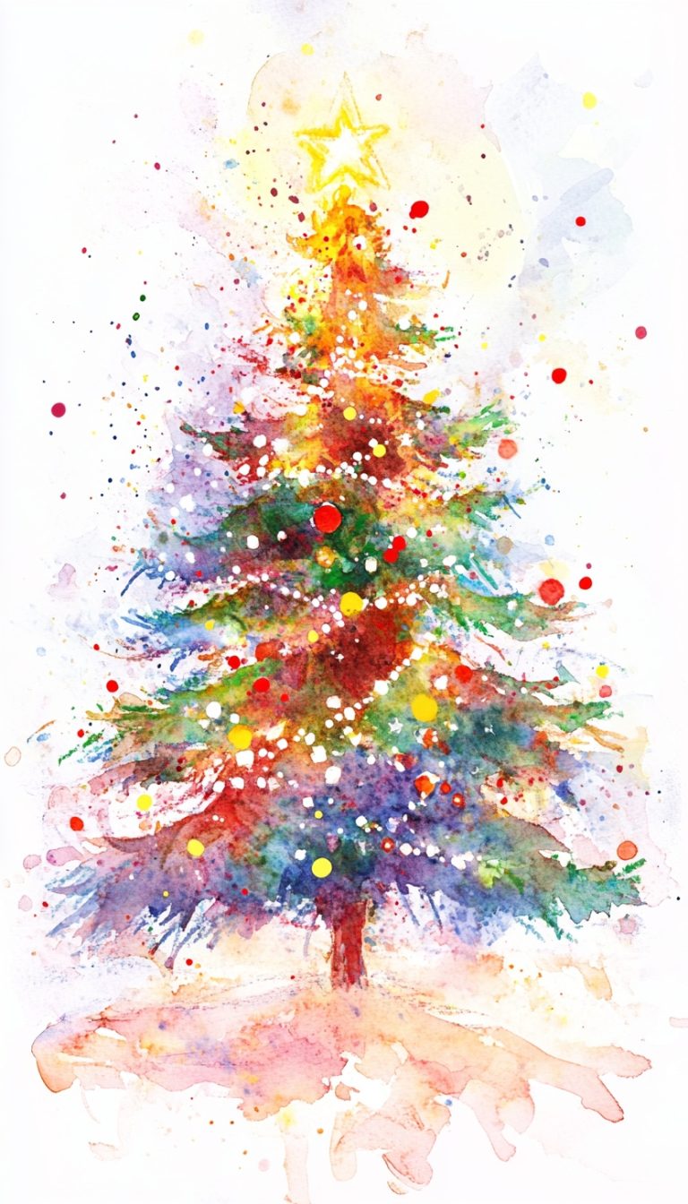 Watercolor Christmas Tree Abstract