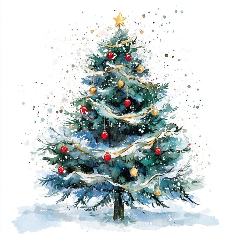 Watercolor Christmas Tree Clipart