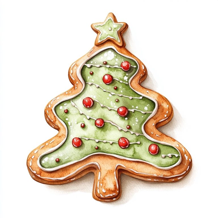 Watercolor Christmas Tree Cookie