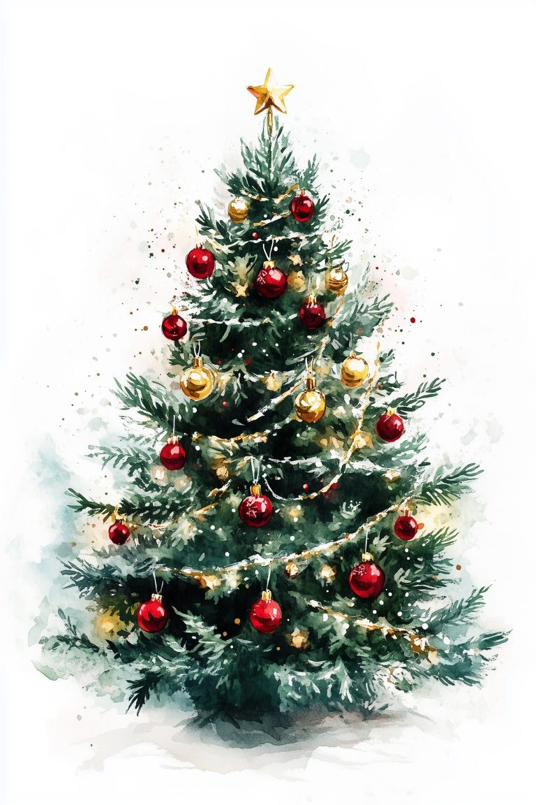 Watercolor Christmas Tree Decor scaled