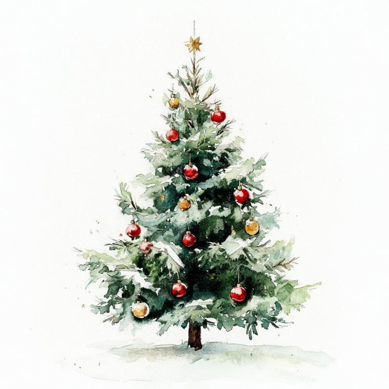 Watercolor Christmas Tree Design