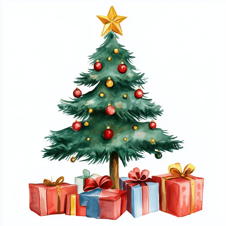 Watercolor Christmas Tree Gifts