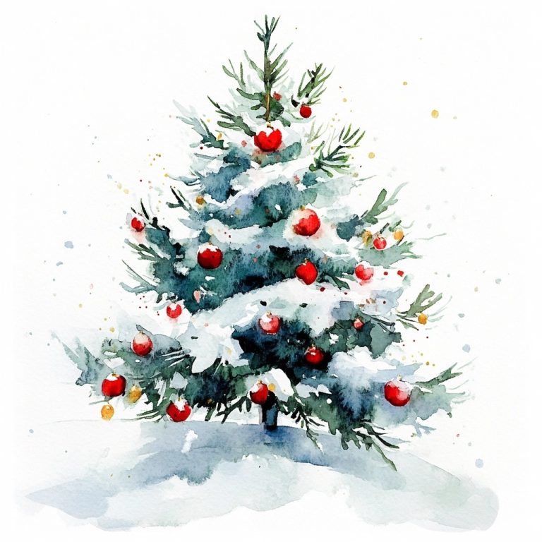 Watercolor Christmas Tree Icon