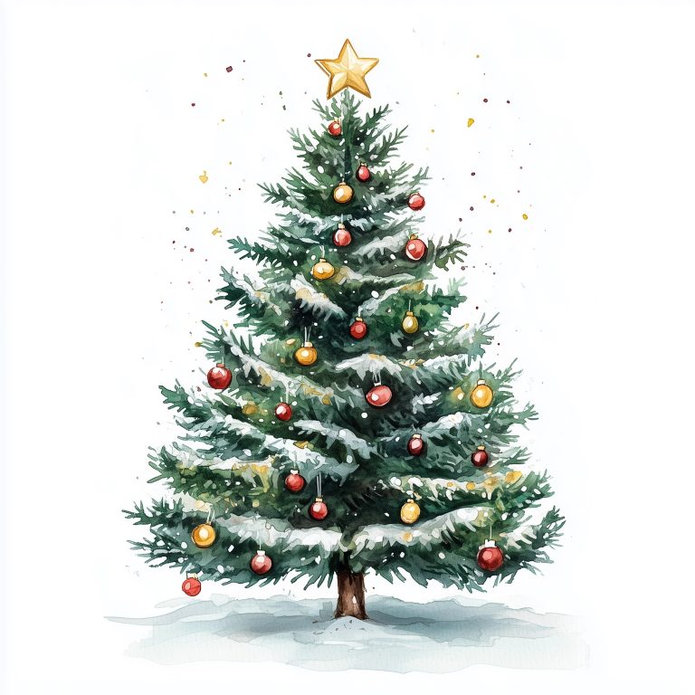 Watercolor Christmas Tree Illustration