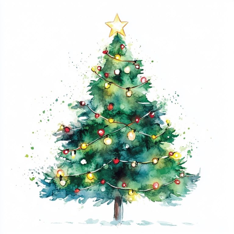 Watercolor Christmas Tree Lights