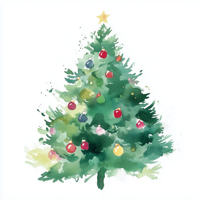 Watercolor Christmas Tree Ornaments