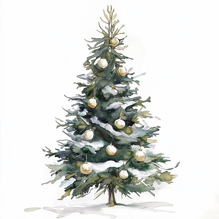 Watercolor Christmas Tree Sketch