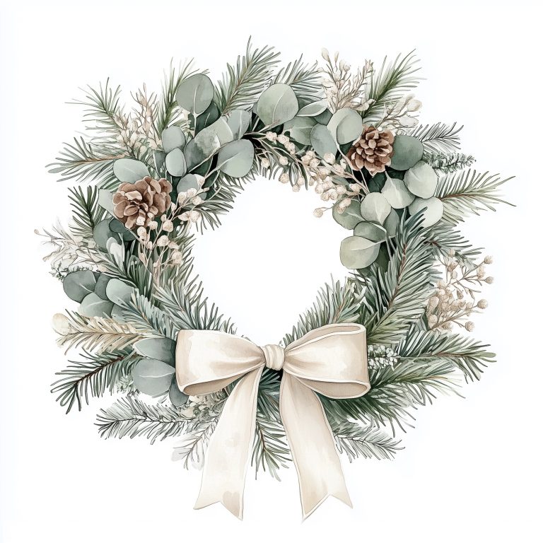 Watercolor Christmas Wreath 1