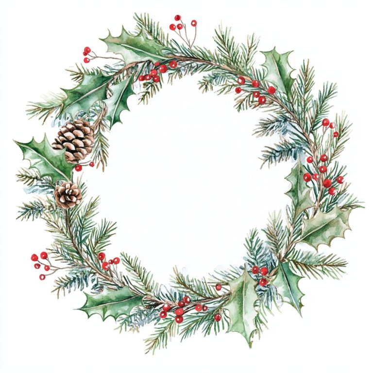 Watercolor Christmas Wreath 3