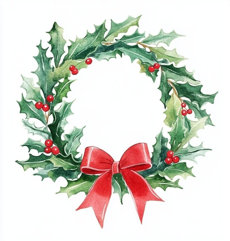 Watercolor Christmas Wreath 4