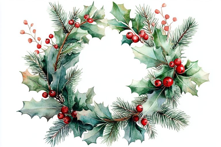 Watercolor Christmas Wreath