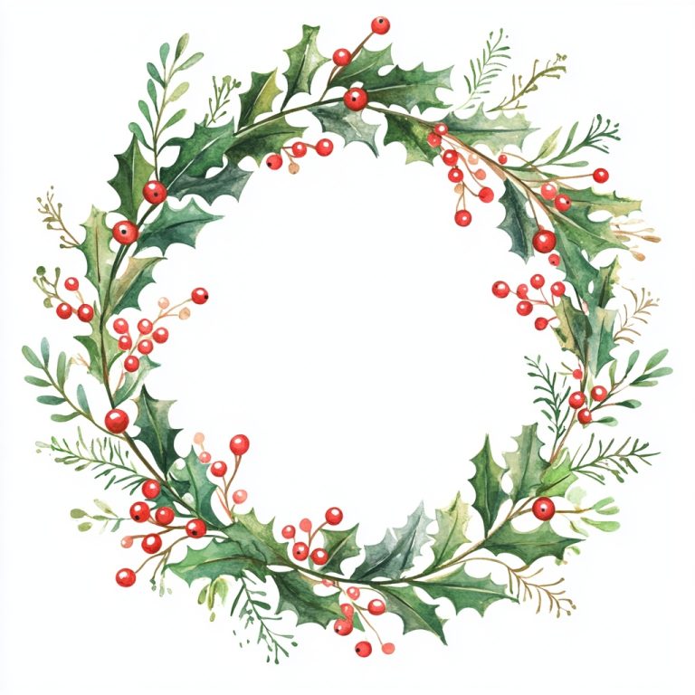 Watercolor Christmas Wreath Clipart