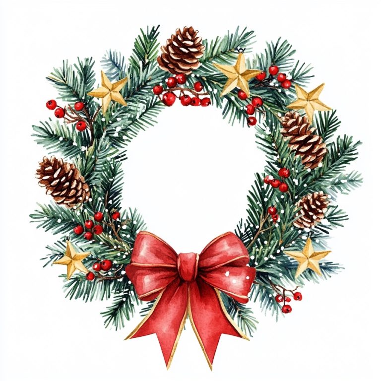 Watercolor Christmas Wreath Decor 1