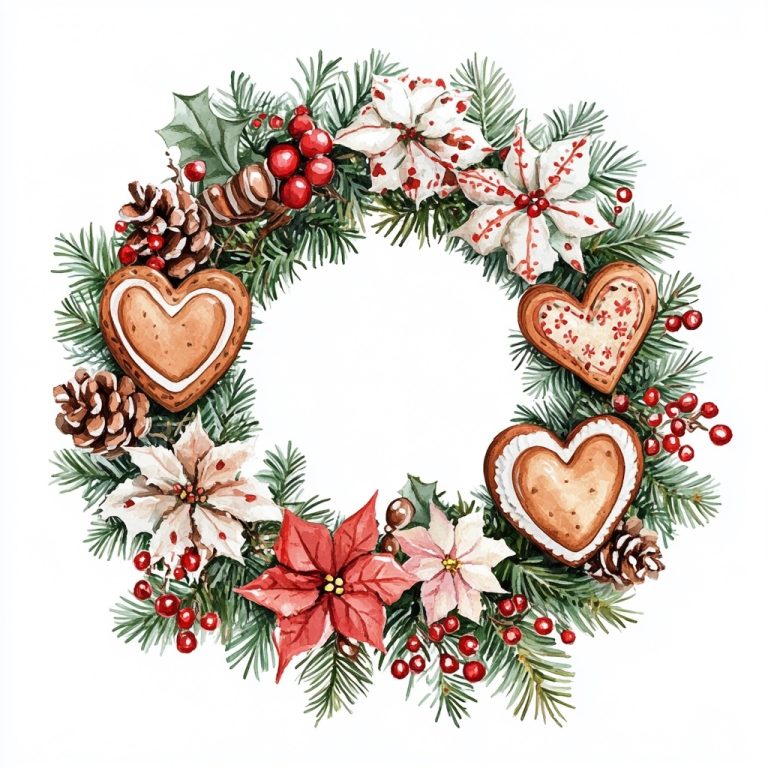 Watercolor Christmas Wreath Decor