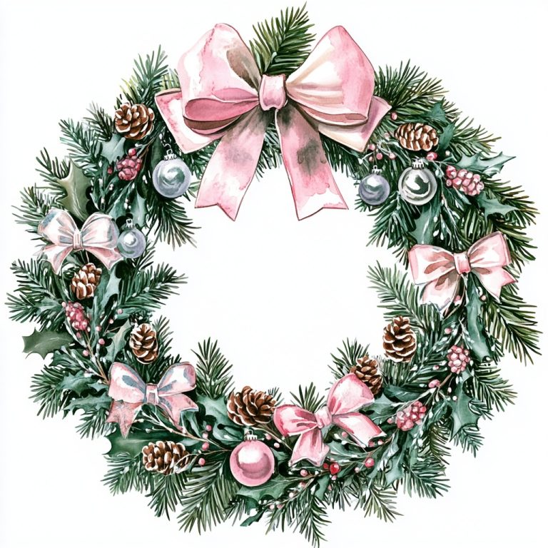 Watercolor Christmas Wreath Design 2