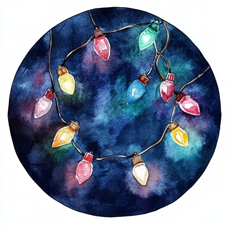 Watercolor Circle of Lights