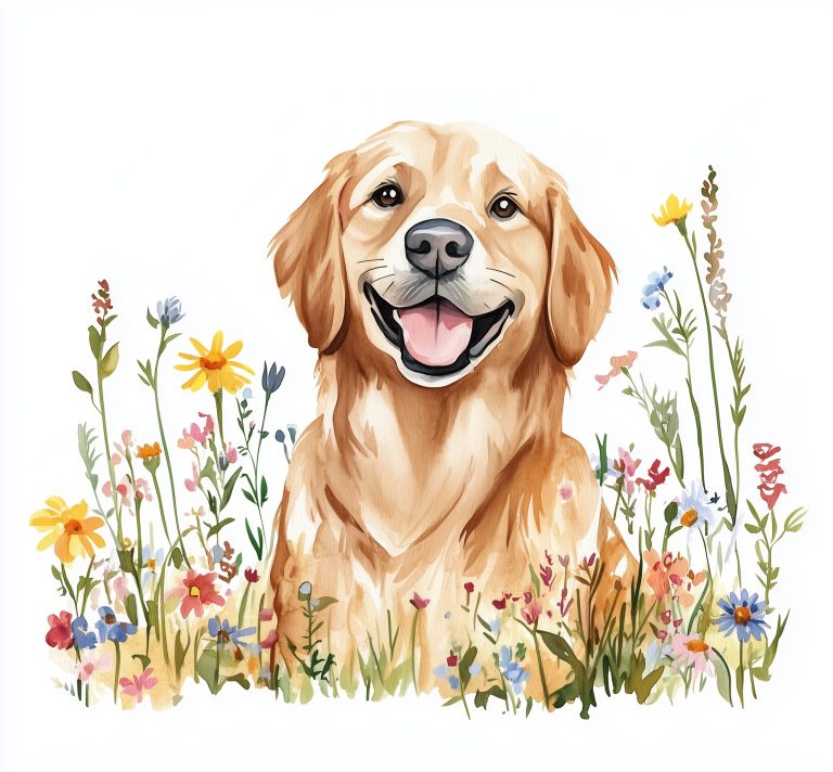 Watercolor Clipart Golden Retriever