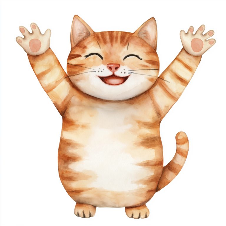 Watercolor Clipart Smiling Cat