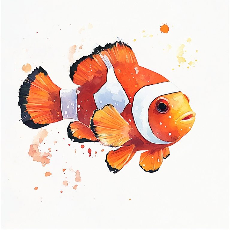 Watercolor Clown Fish Logo