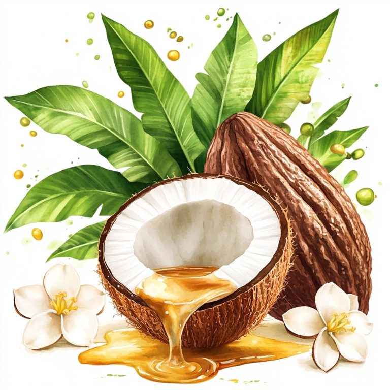 Watercolor Coconut Nectar Illustration