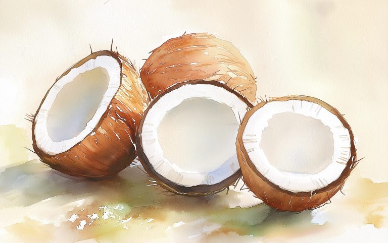 Watercolor Coconut on Beige scaled