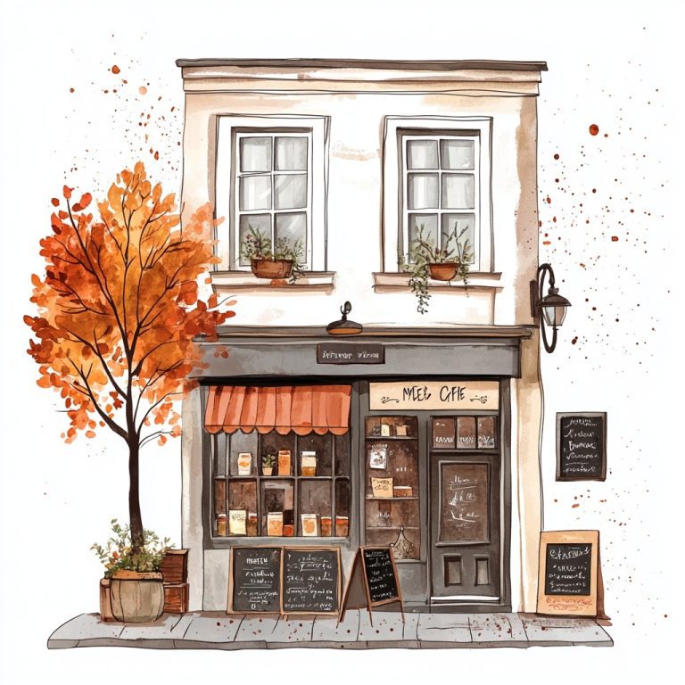 Watercolor Coffee Shop Front