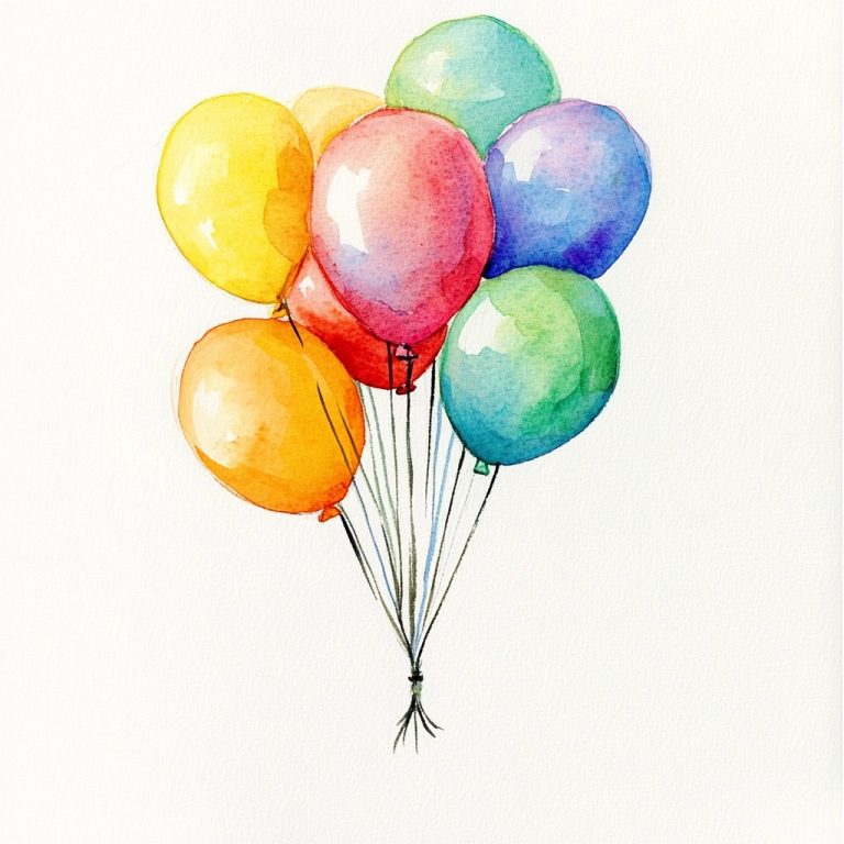 Watercolor Colorful Balloons