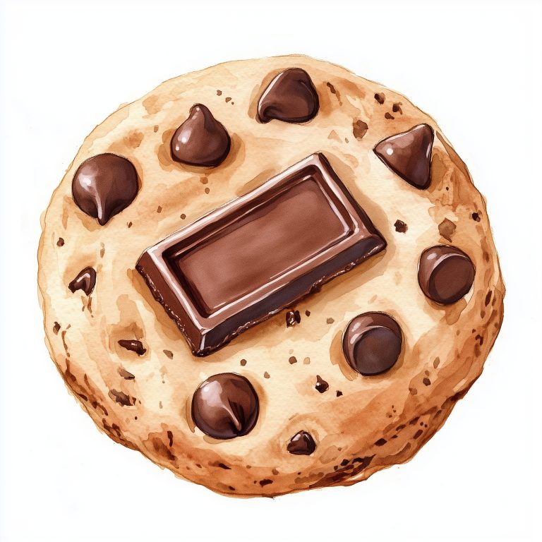 Watercolor Cookie with Chocolate Bar