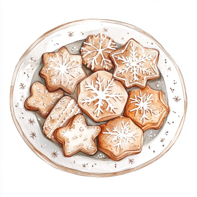 Watercolor Cookies in Snow