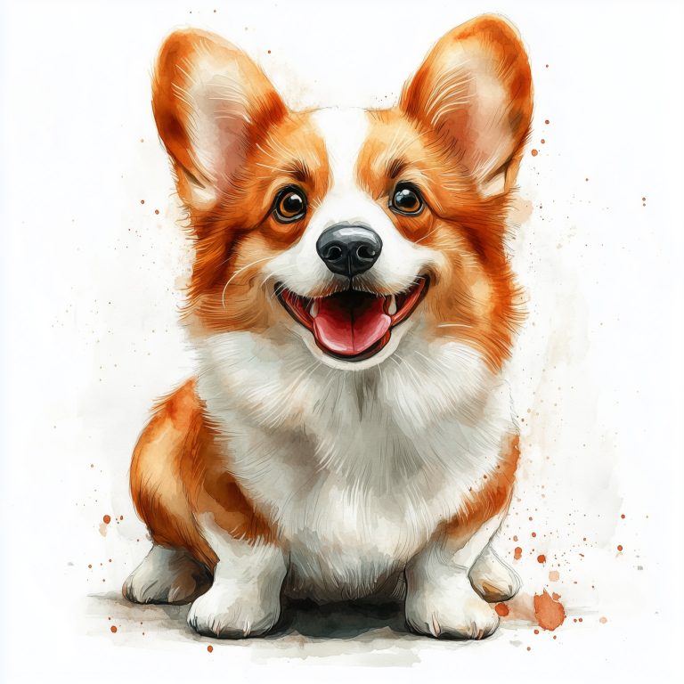 Watercolor Corgi Portrait