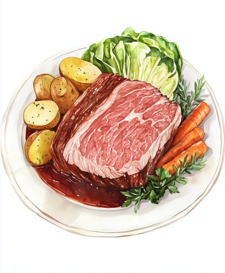 Watercolor Corned Beef Dish