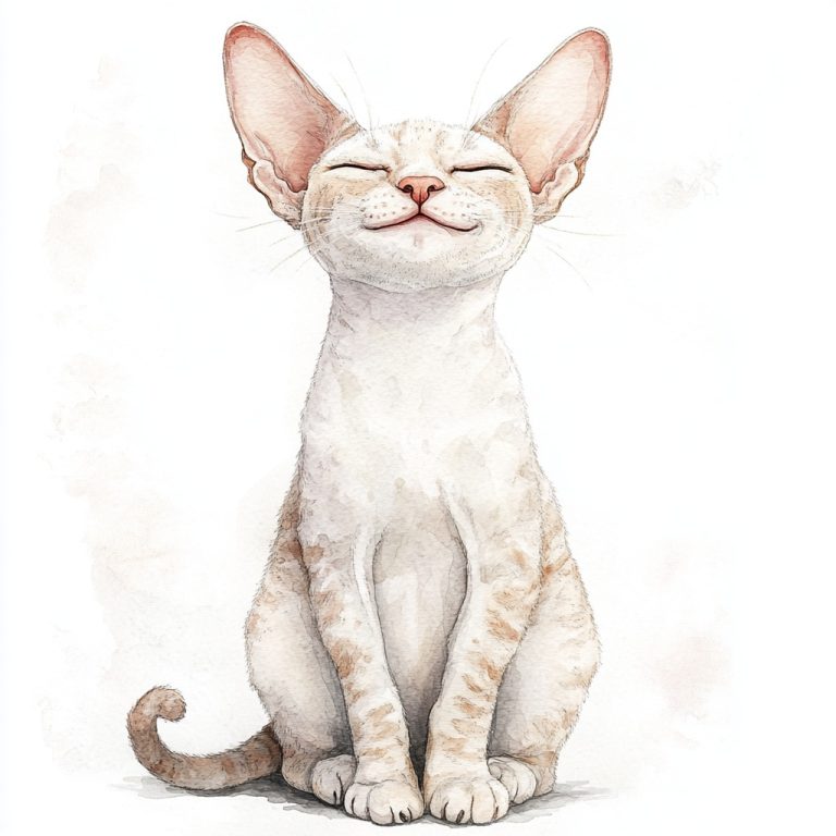 Watercolor Cornish Rex Cat