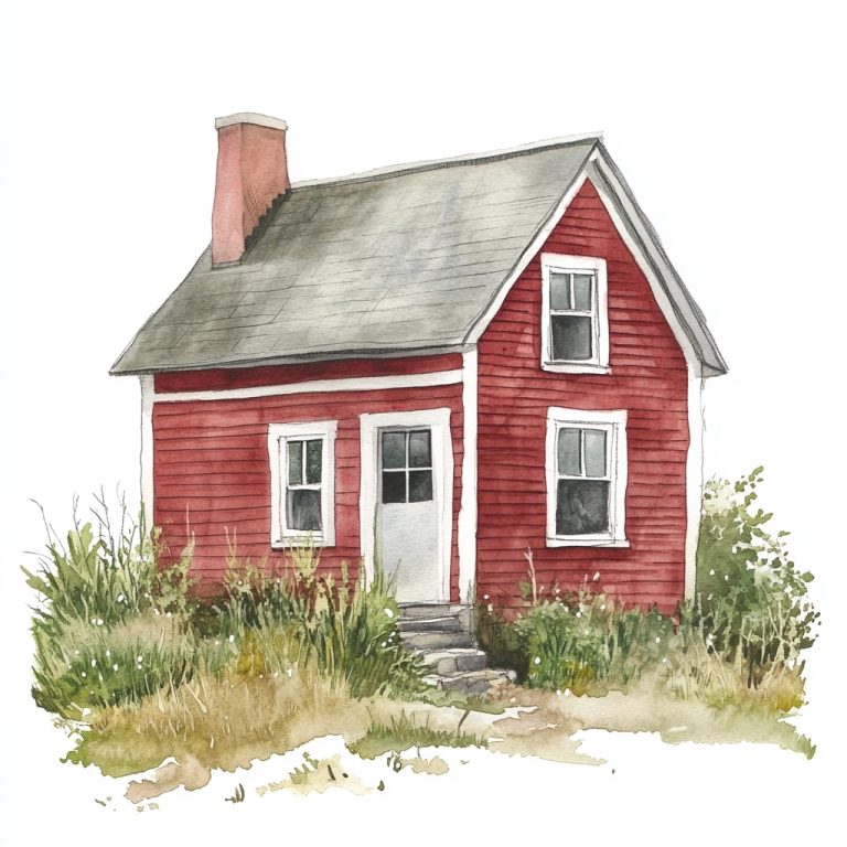 Watercolor Cottage on White