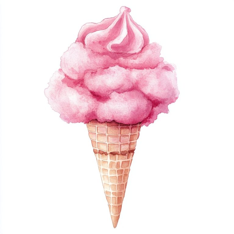 Watercolor Cotton Candy Cone