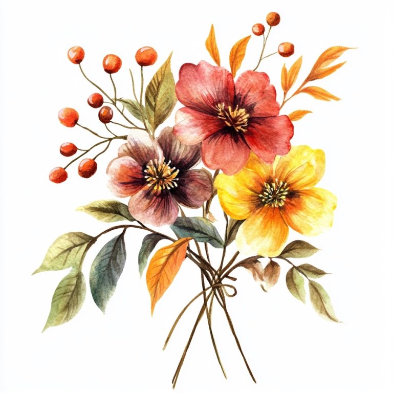 Watercolor Country Flower Sprig