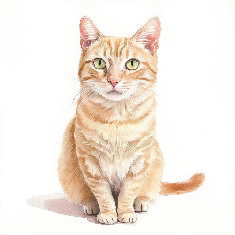 Watercolor Cream Tabby Cat