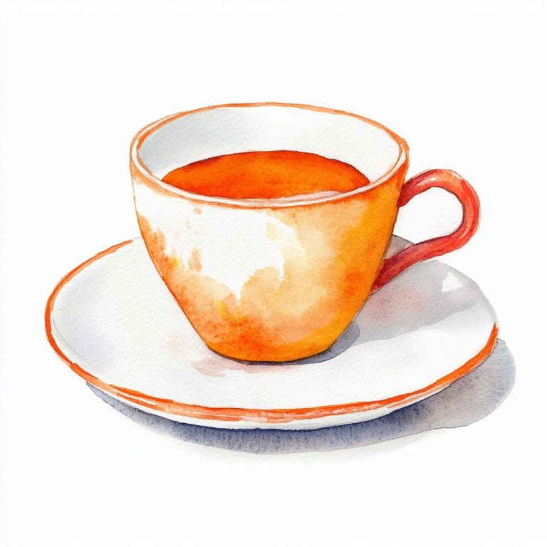 Watercolor Cup and Saucer