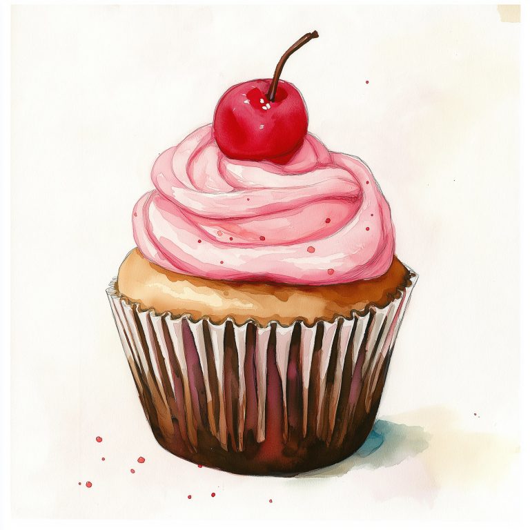 Watercolor Cupcake Painting